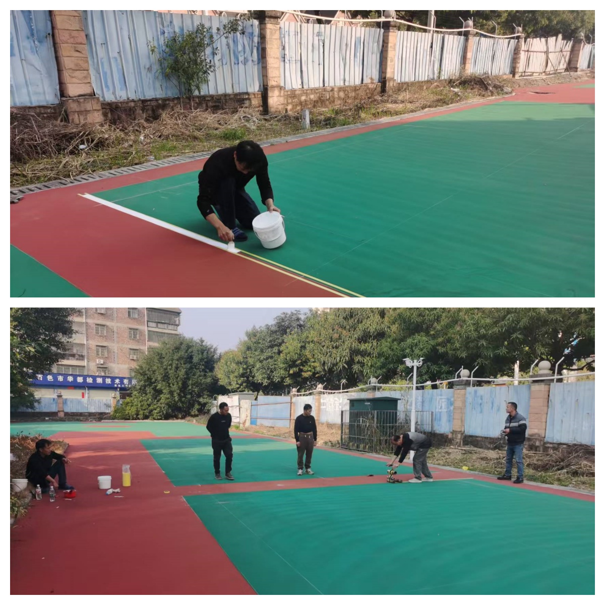 第九中學(xué)項(xiàng)目籃球場劃線施工_ 拼圖 第九中學(xué)項(xiàng)目籃球場劃線施工_ 拼圖